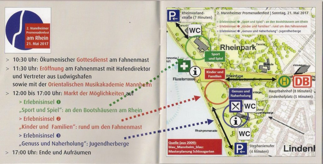 Gottesdienst auf den Rheinwiesen beim Promenadenfest 2017 auf der sog. Erlebnisinsel 2.