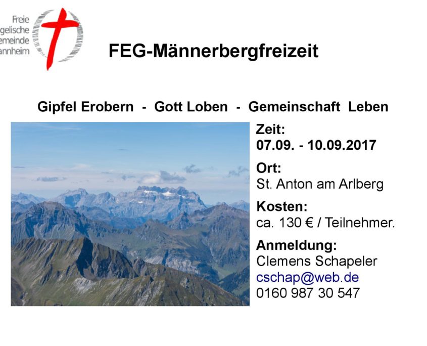 Kontaktdaten für die FeG-Männerbergfreizeit 2017 in St Anton in Österreich