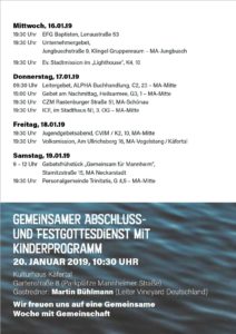 Gebetswoche der Christen in Mannheim und weltweit: 2019 Einheit